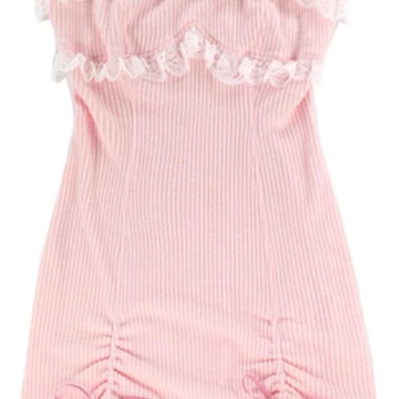 Dresses & Skirts - Women Sweet Kimono Lace Bow Mini Dress Japstyle Spaghetti Straps Party Wear